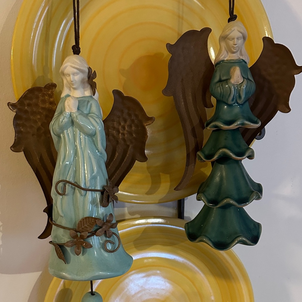 Two angel wind chimes,                       Apprx 6 in and 8in